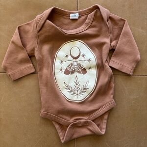 Colored Organics Brown Bodysuit with White Design